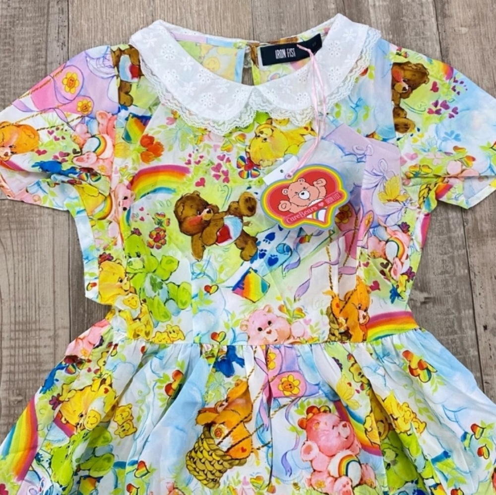 Iron Fist Juniors Spring Fling Carebears Short Sleeve Colorful Lace Dress,S/M/M - Picture 3 of 4